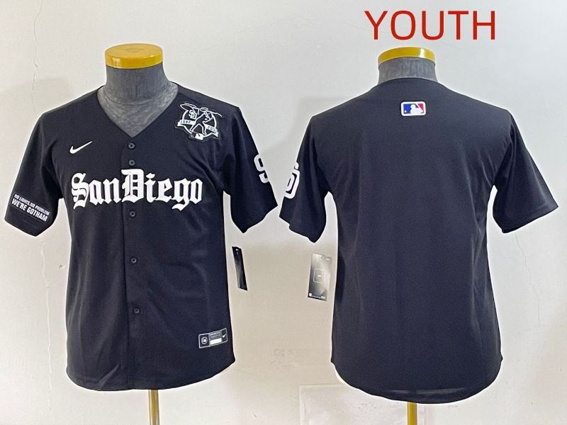 Youth 2025 San Diego Padres Blank Black Five generations Joint Name Nike MLB Jersey style 6->youth mlb jersey->Youth Jersey